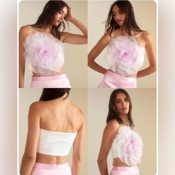 Cynthia Rowley Lavender Organza 🌸 Flower Accesory. Neck tie, Bandeau Flower Bow - Picture 6 of 8